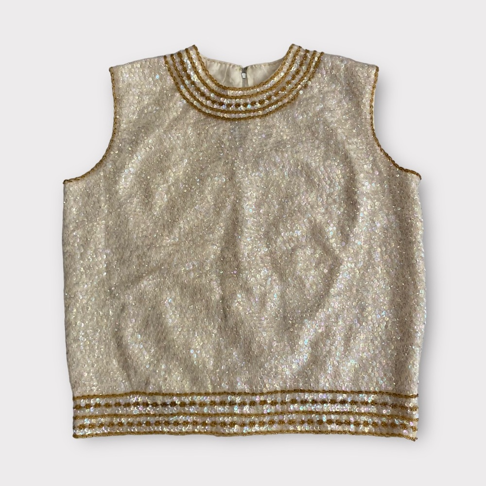 Vintage Sweater Bee By Banff Women’s Top Size 14 100% Wool Sequin Bead Glam NWOT